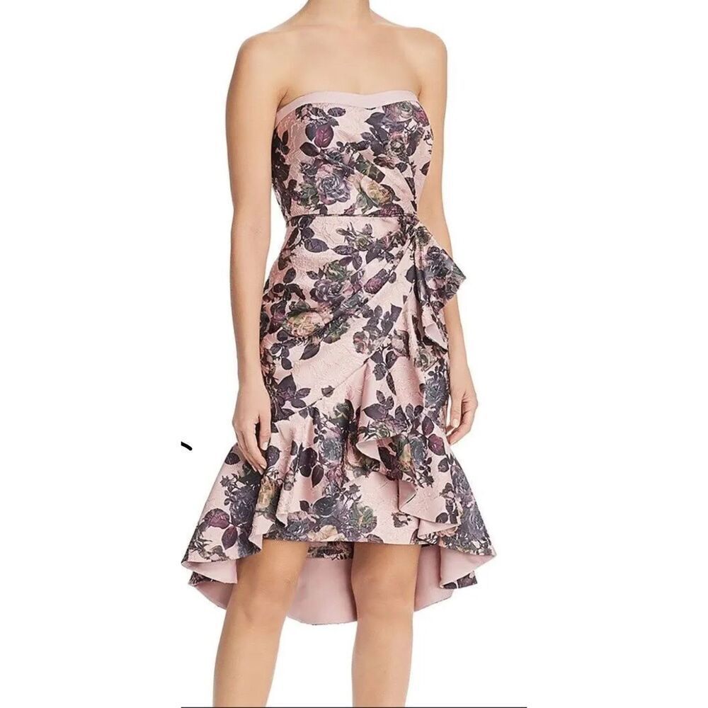 Aidan Mattox Floral Strapless Sweetheart Neckline Wrap Dress Size 12